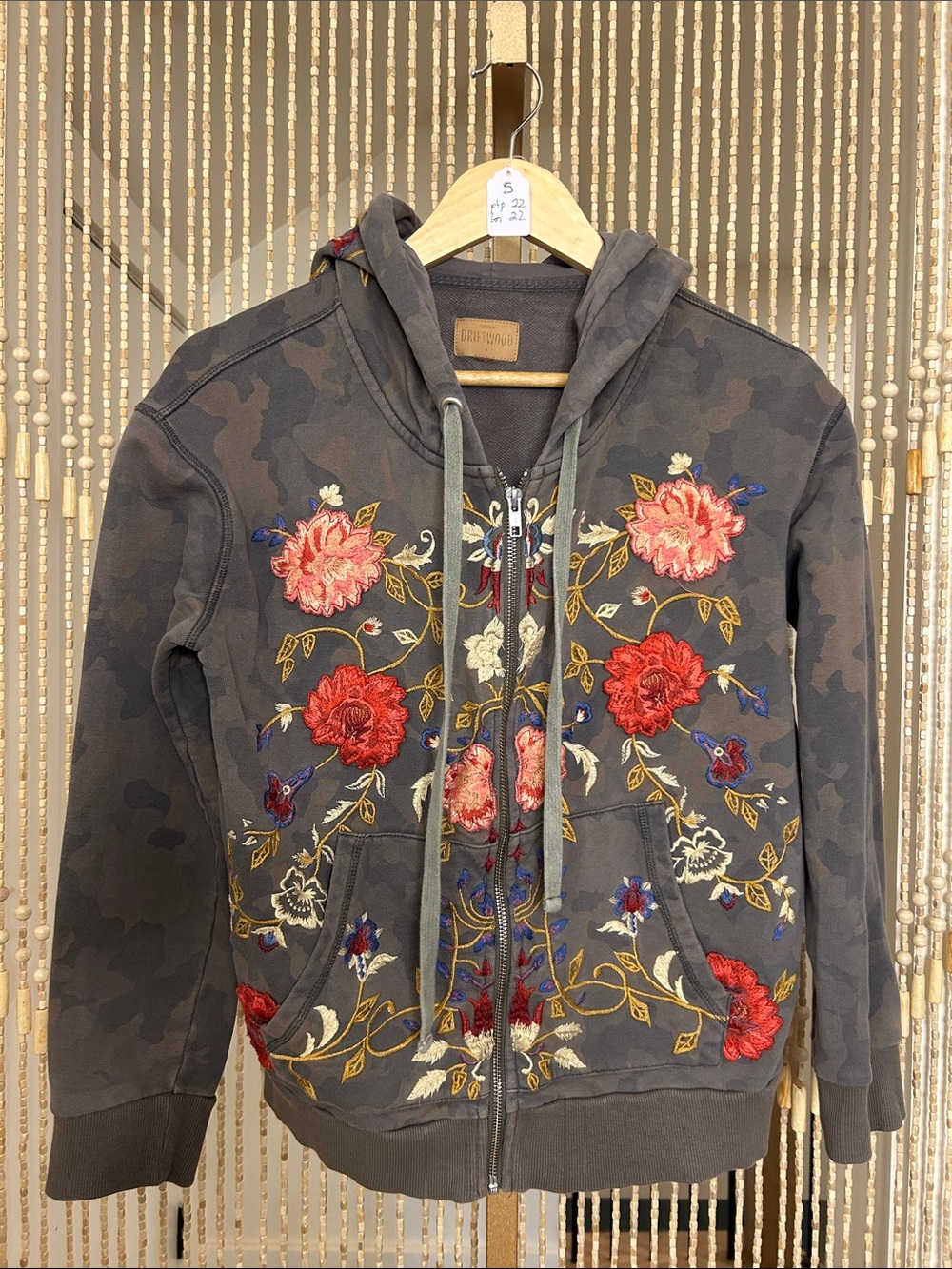 Driftwood Embroidered Floral Jacket With Hood Size S